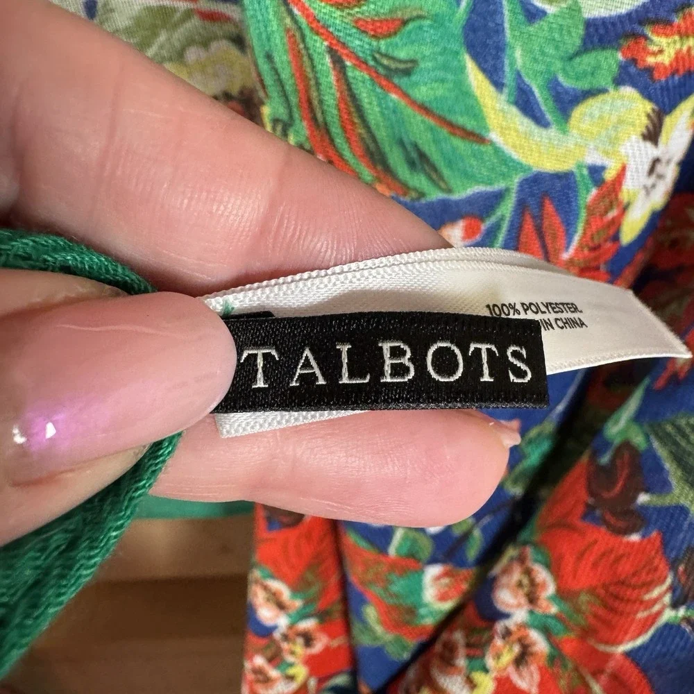 Talbots Tropical Green Floral Fringe Shawl Wrap Scarf‎ 26